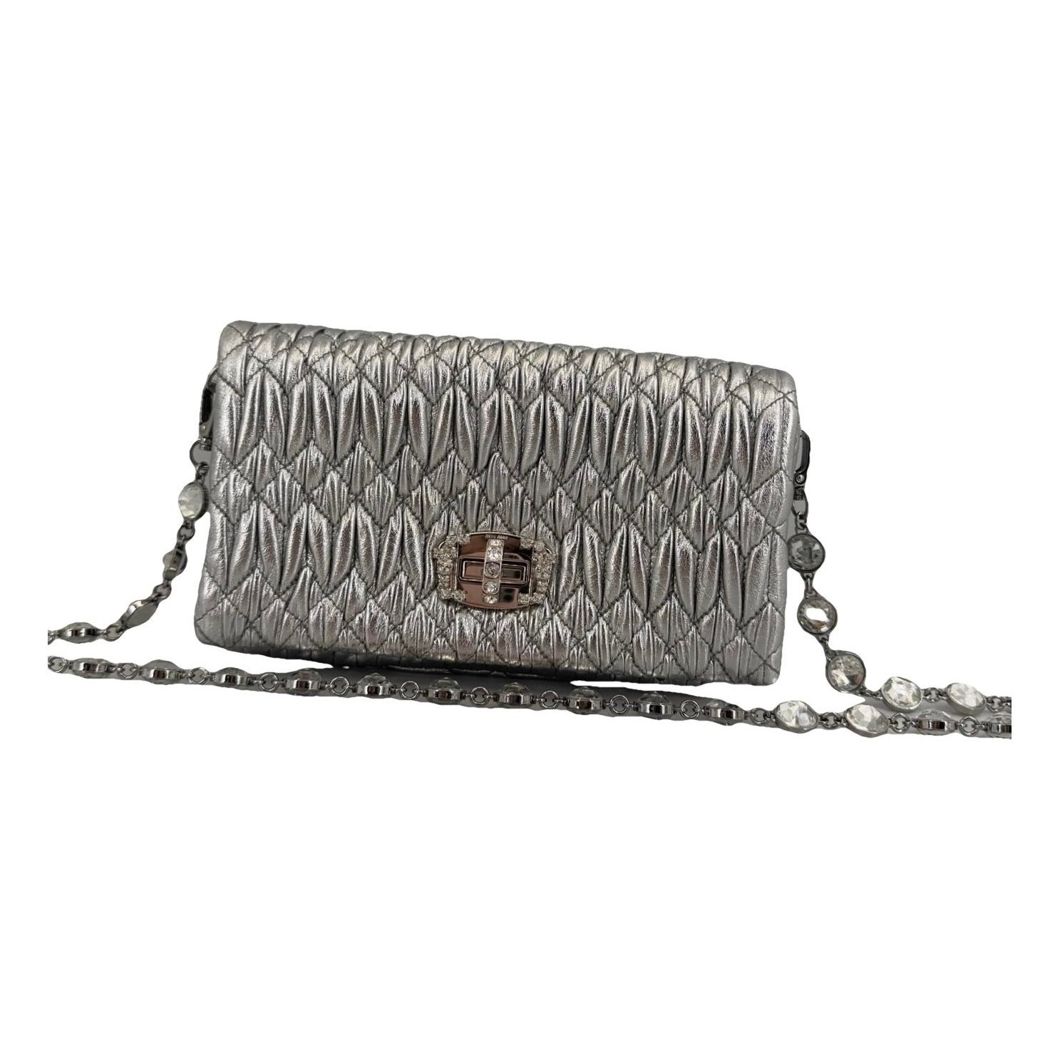 Miu Crystal leather handbag