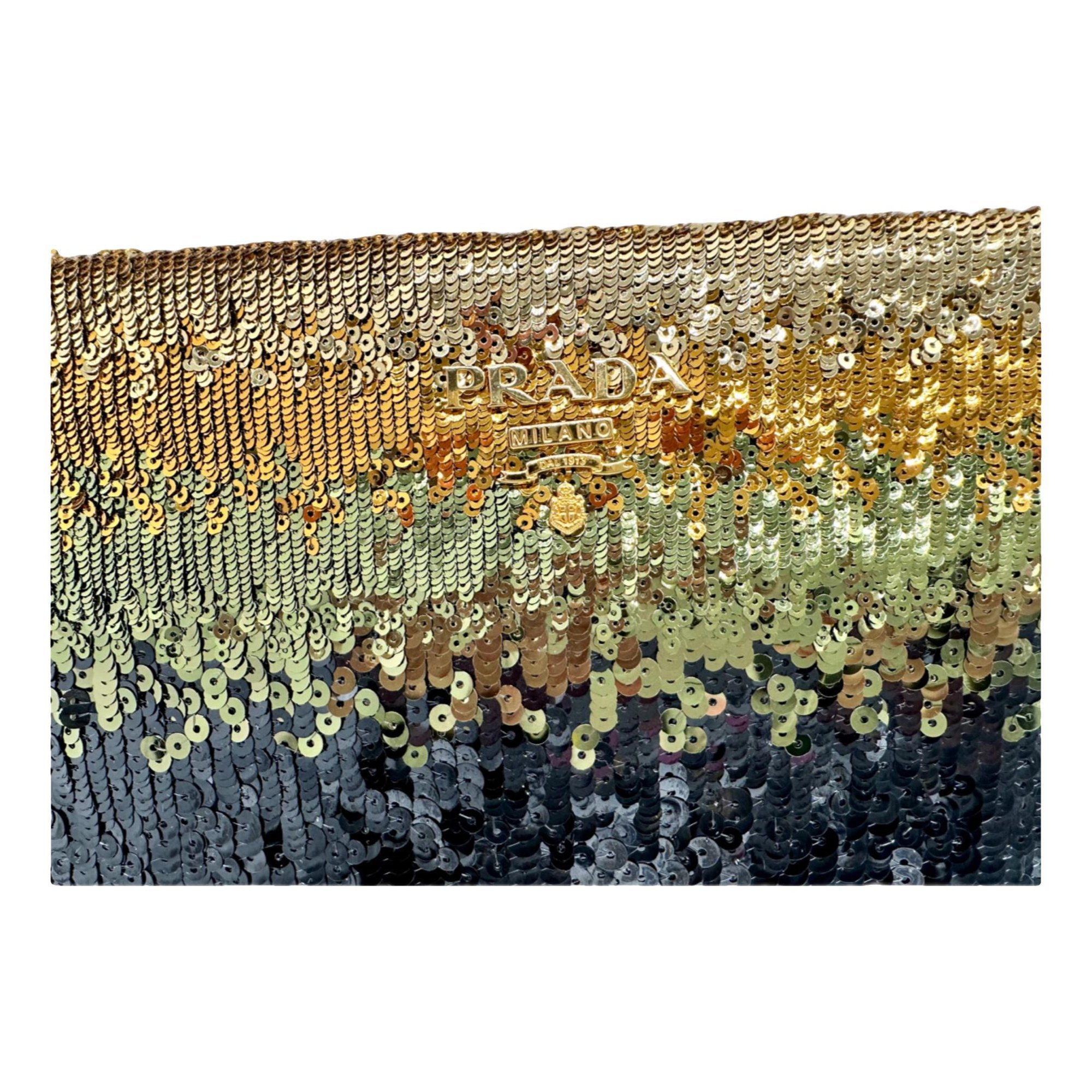 Etiquette glitter clutch bag