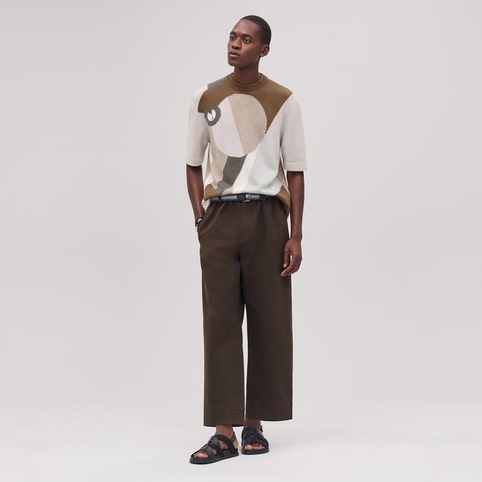 Biscotte Cashmere "Intarsia Equithagore" Crewneck Sweater