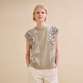 "Effet Kaleidoscope" short-sleeve twillaine sweater