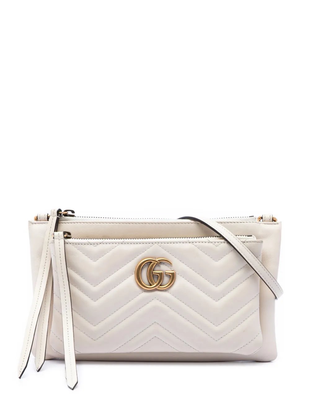 2016-2026 Small GG Marmont Matelasse Calfskin Double Zip Pochette crossbody bag