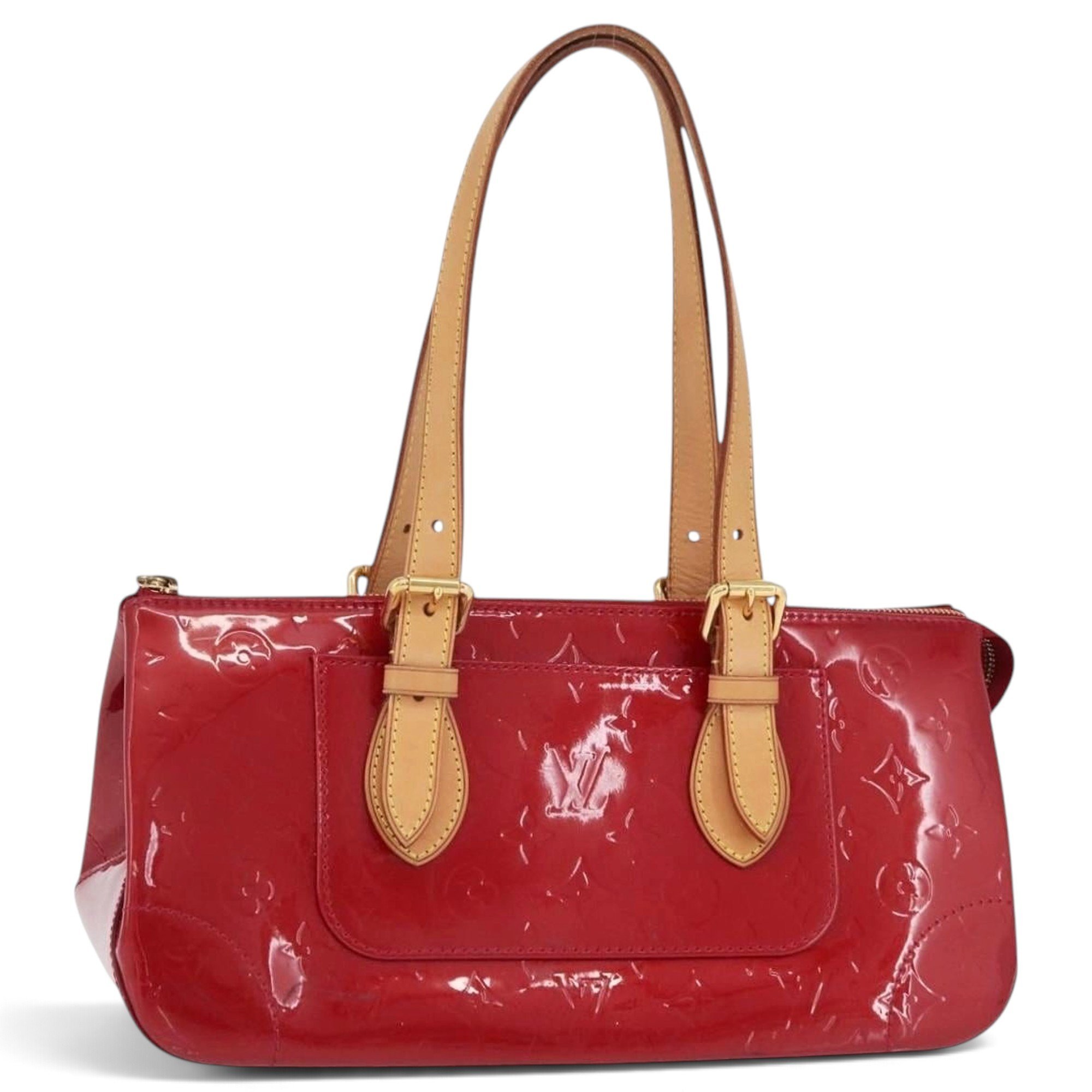 Rosewood patent leather handbag