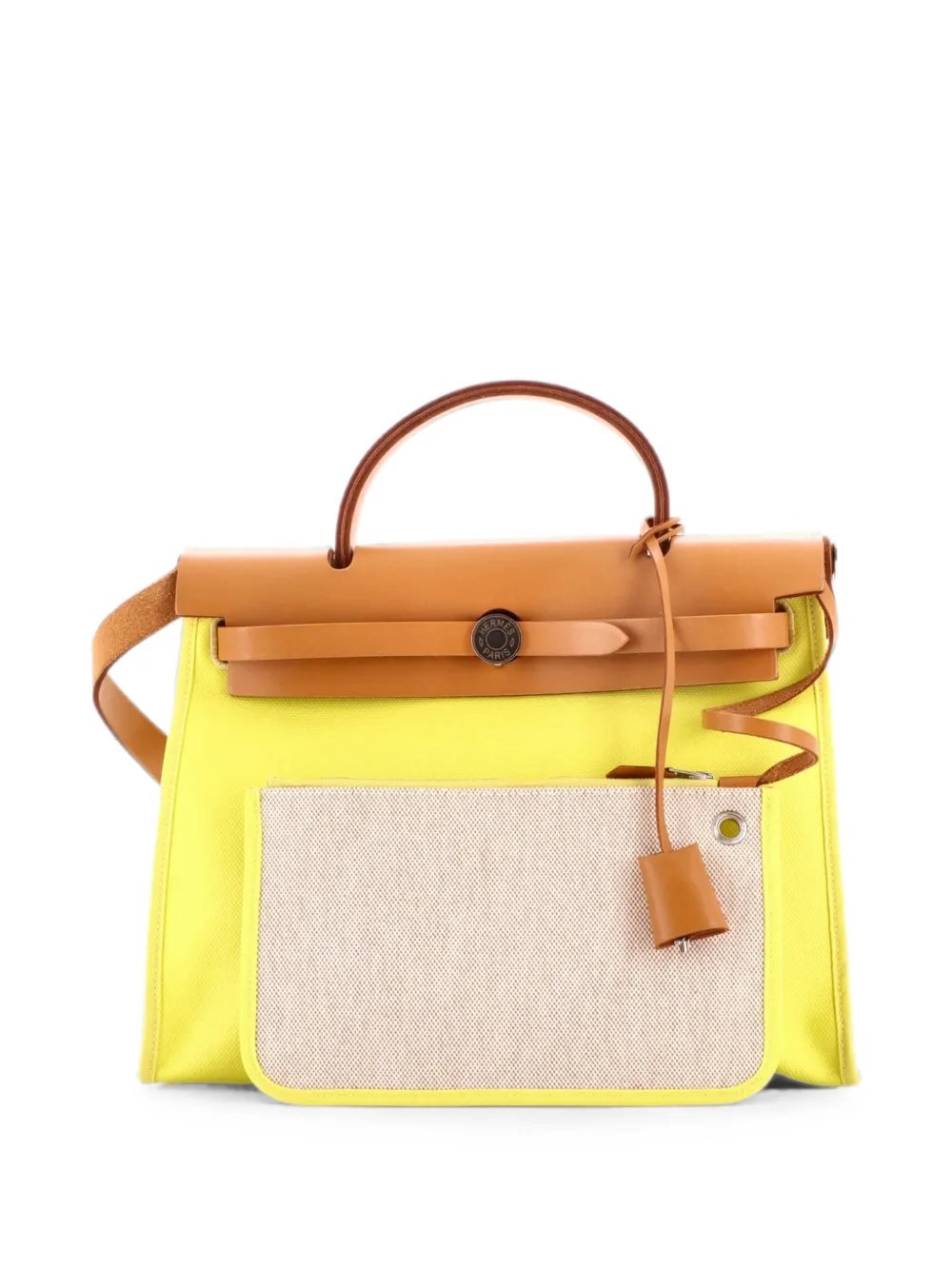 Herbag Zip Berline Vache Canvas and Leather 31 shoulder bag