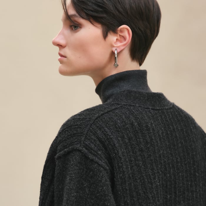 Gris Volcanique Thick Long-sleeve Cardigan