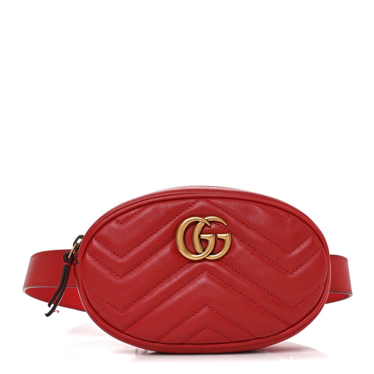 Gucci Calfskin Matelasse GG Marmont Belt Bag 75 30 Hibiscus Red