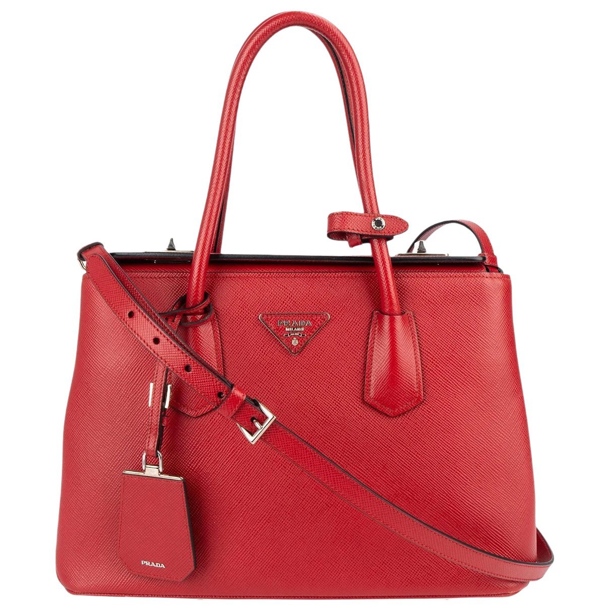 Double leather handbag