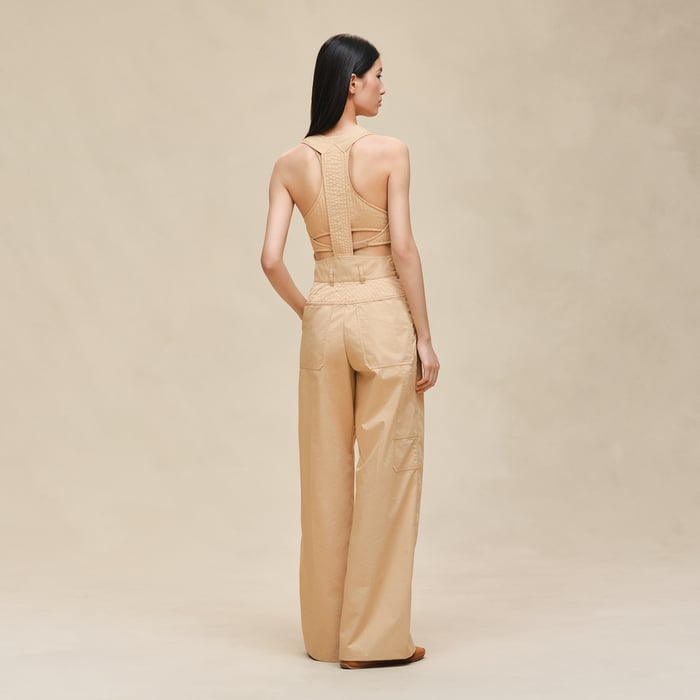 Beige Cajou Overalls Pants