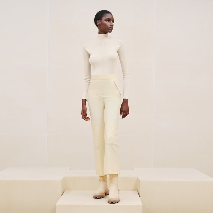 Jaune Pastel High-waisted Bootcut Quilted Biker Pants