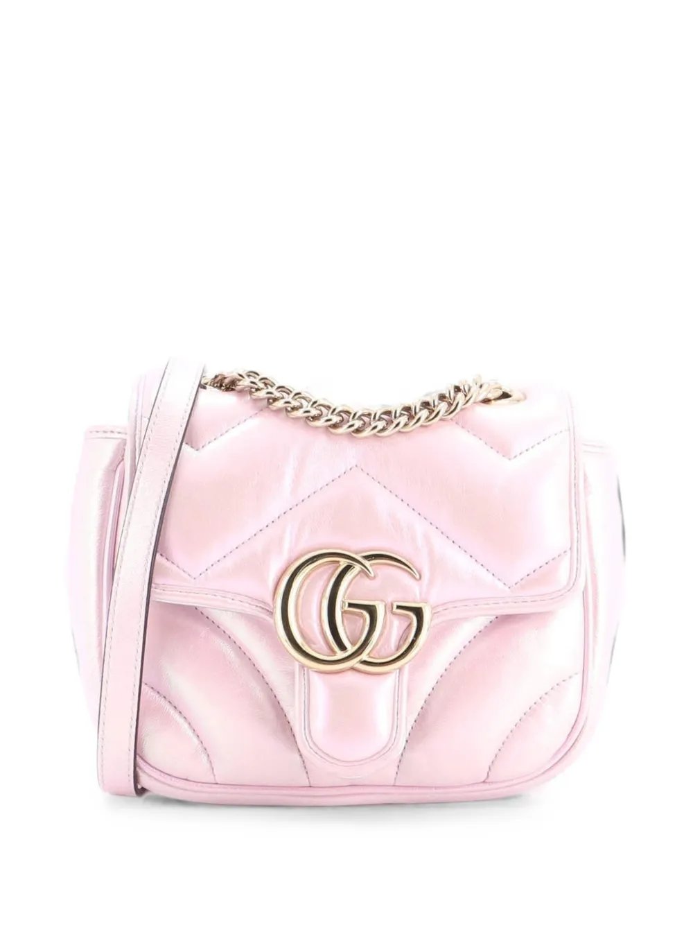 GG Marmont Square Flap Bag Chevron Iridescent Leather Mini shoulder bag