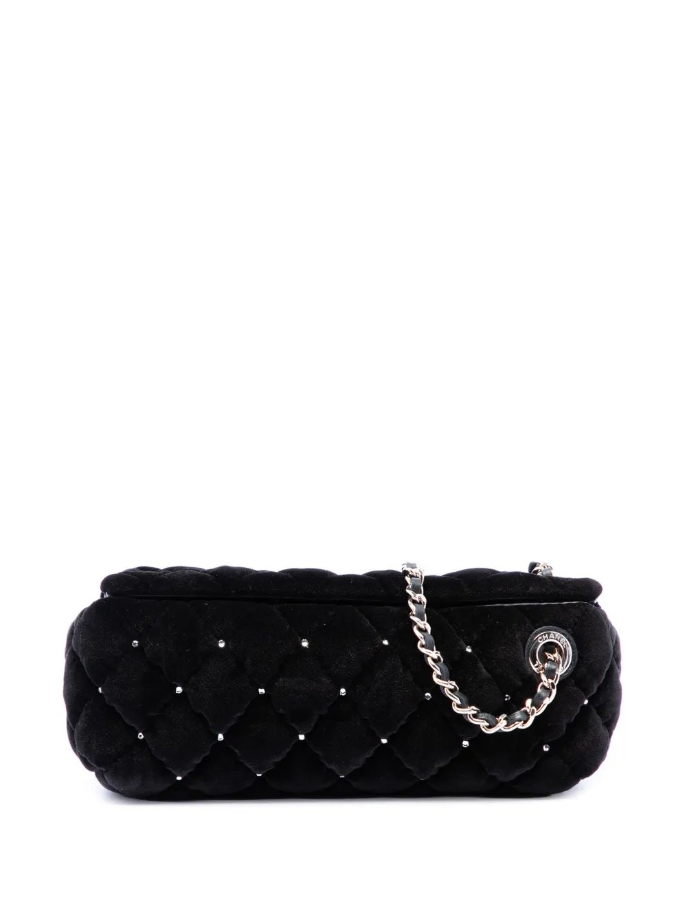 2021-2026 CC Quilted Velvet Crystal Wristlet clutch bag