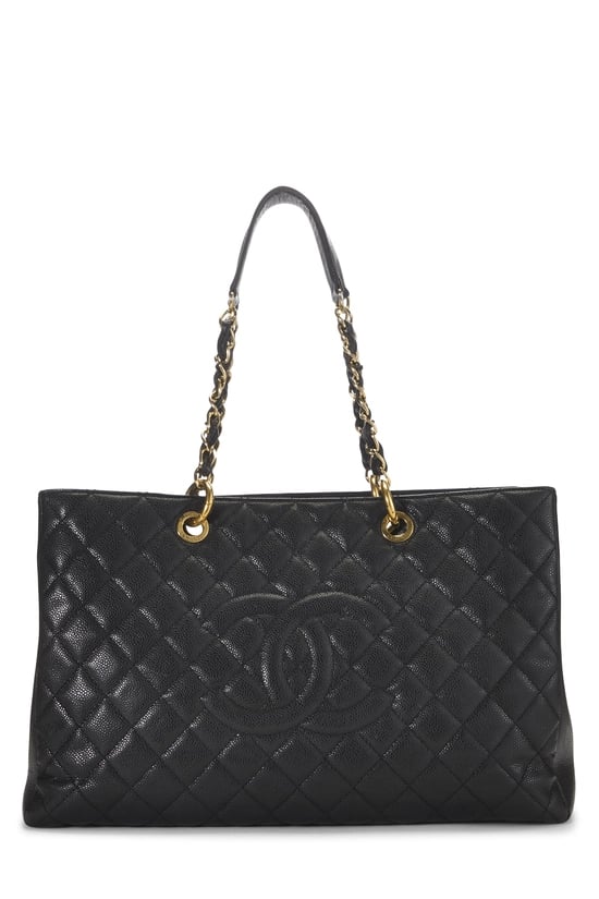 Black Quilted Caviar Grand Shopping Tote (GST) XL