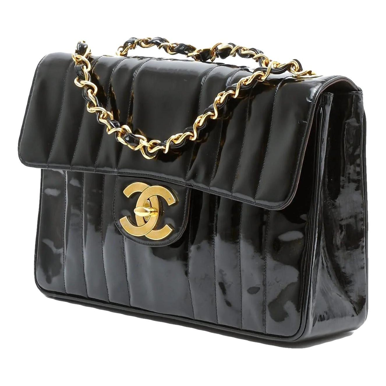 Trendy CC Quilted patent leather handbag