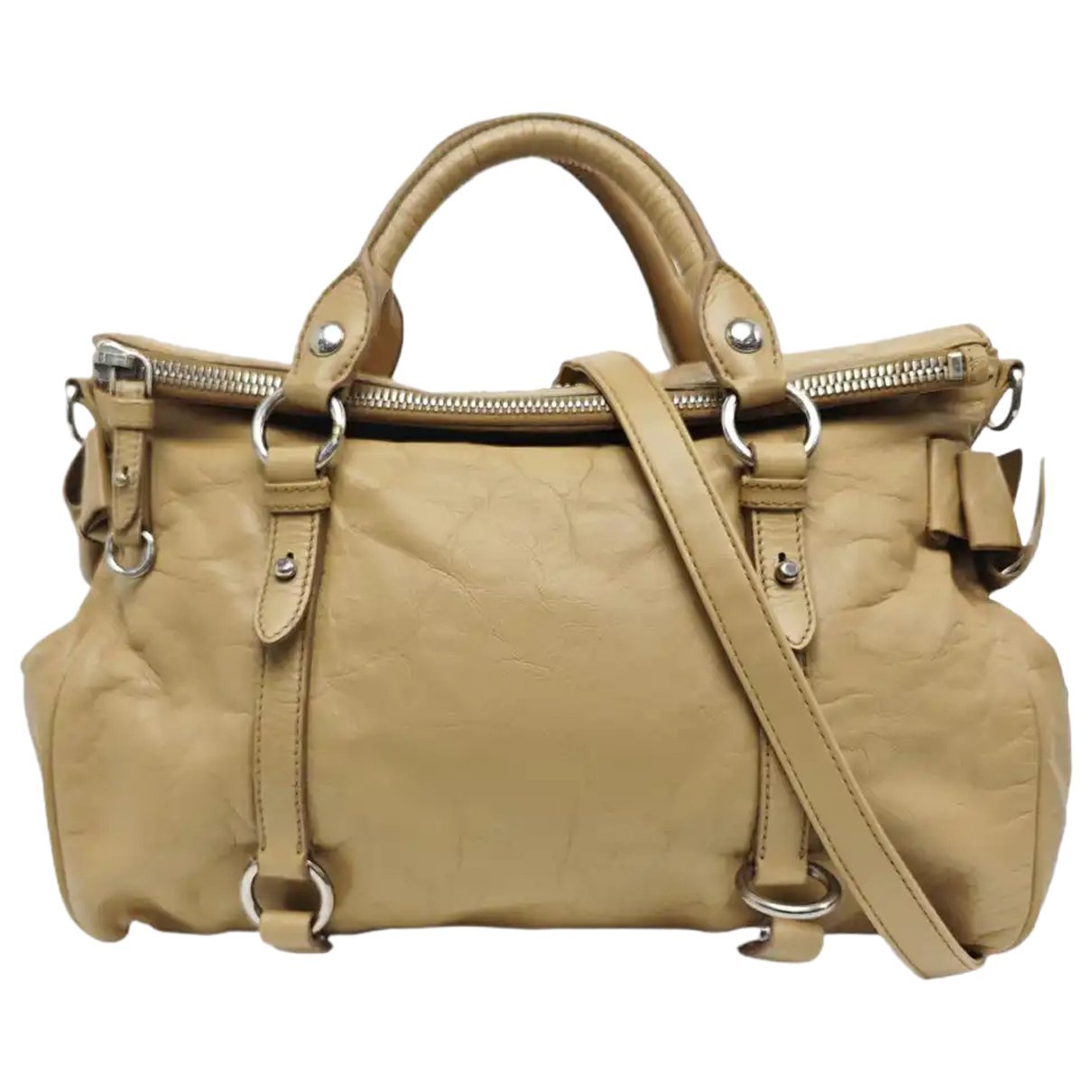 Bow bag leather handbag