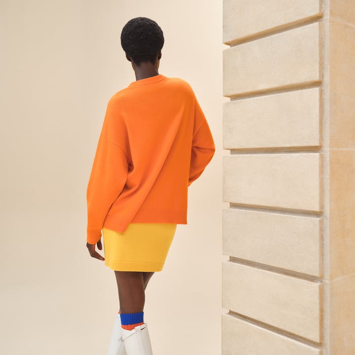 Orange Sunset Cashmere "Funny Ice Cream" Long-sleeve Sweater