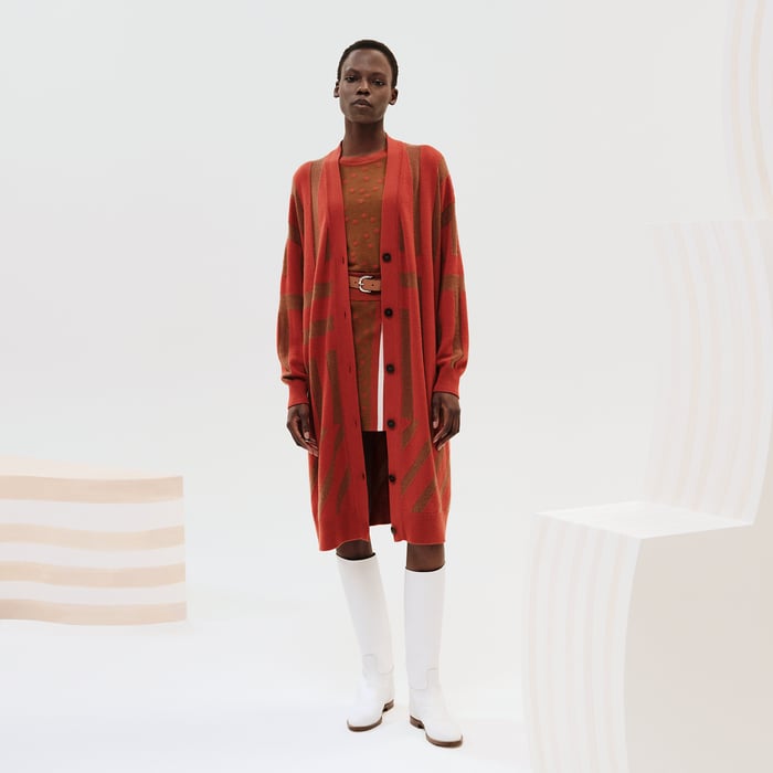 Marron Terracotta Long Cardigan