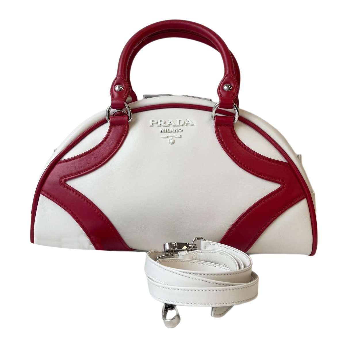 Bowling leather handbag