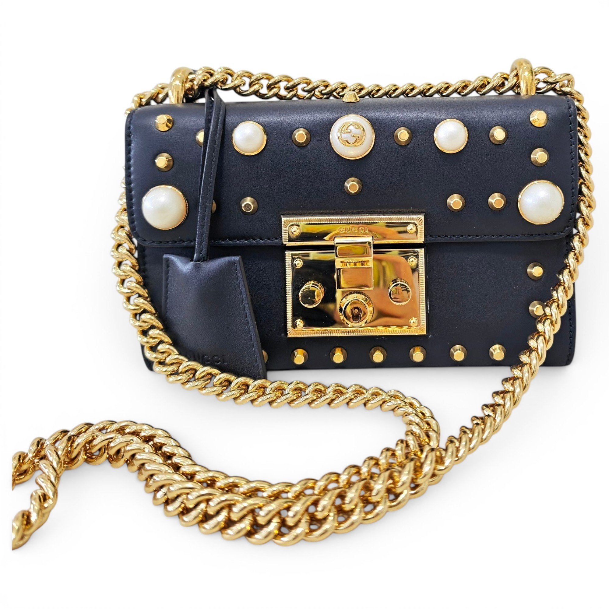 Padlock leather crossbody bag