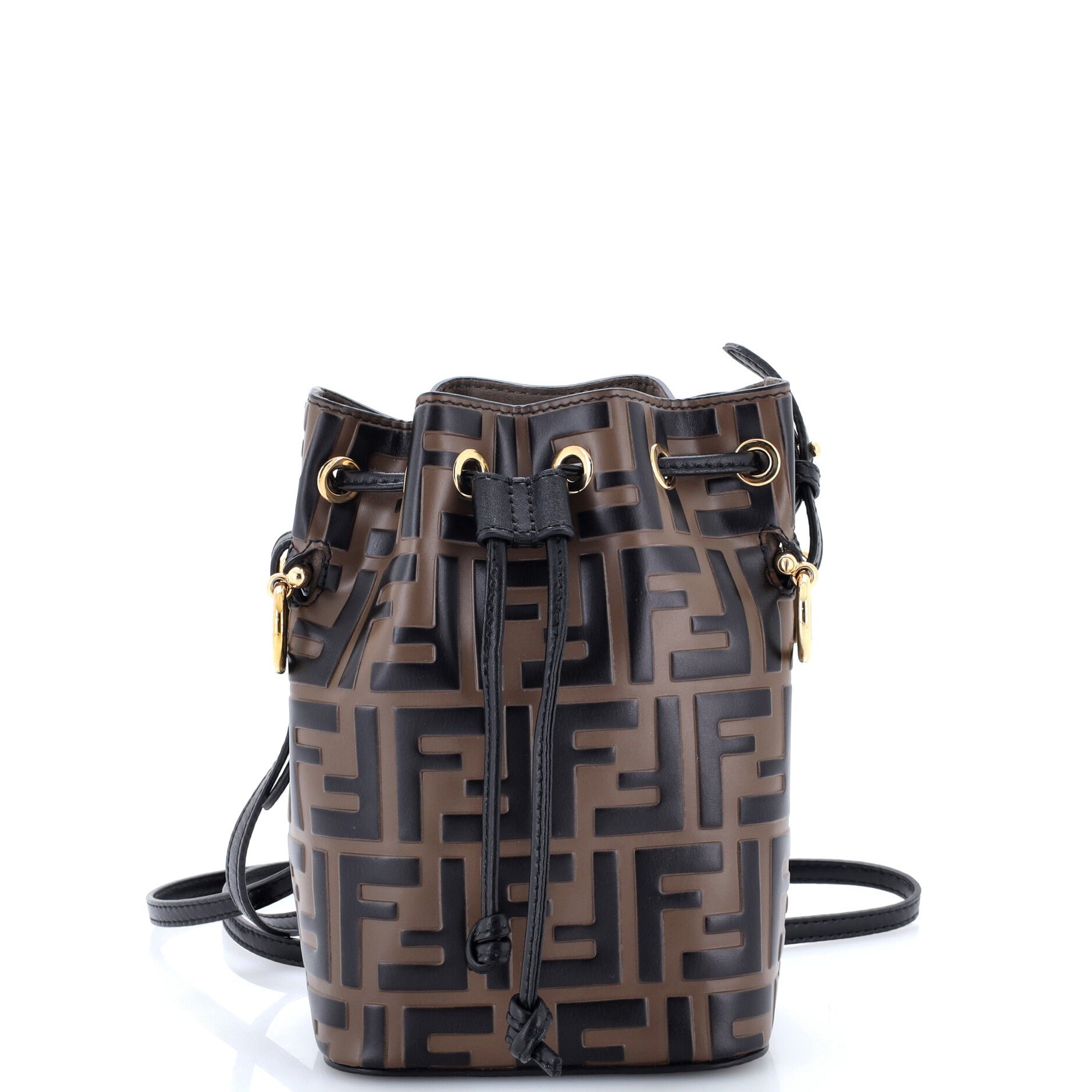 Mon Tresor Bucket Bag Zucca Embossed Leather Mini