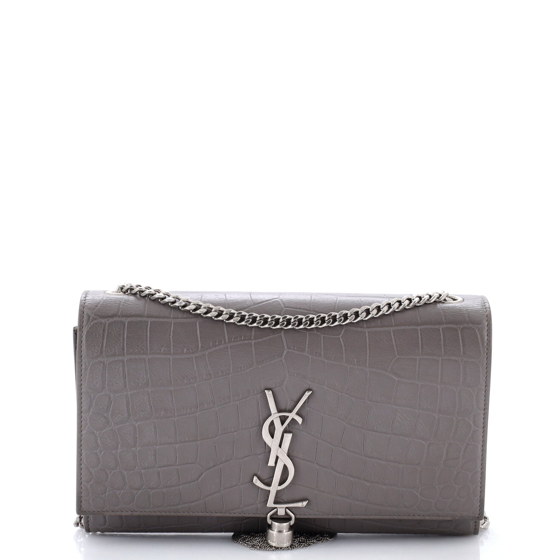 Classic Monogram Tassel Crossbody Bag Crocodile Embossed Leather Medium