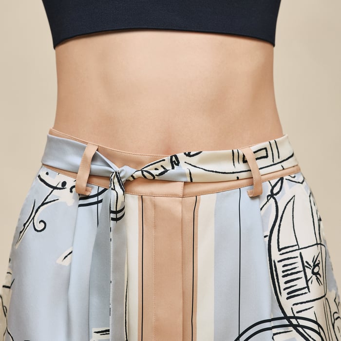 Gris Paruline "Ex-libris a Main Levee" Buttoned Skirt