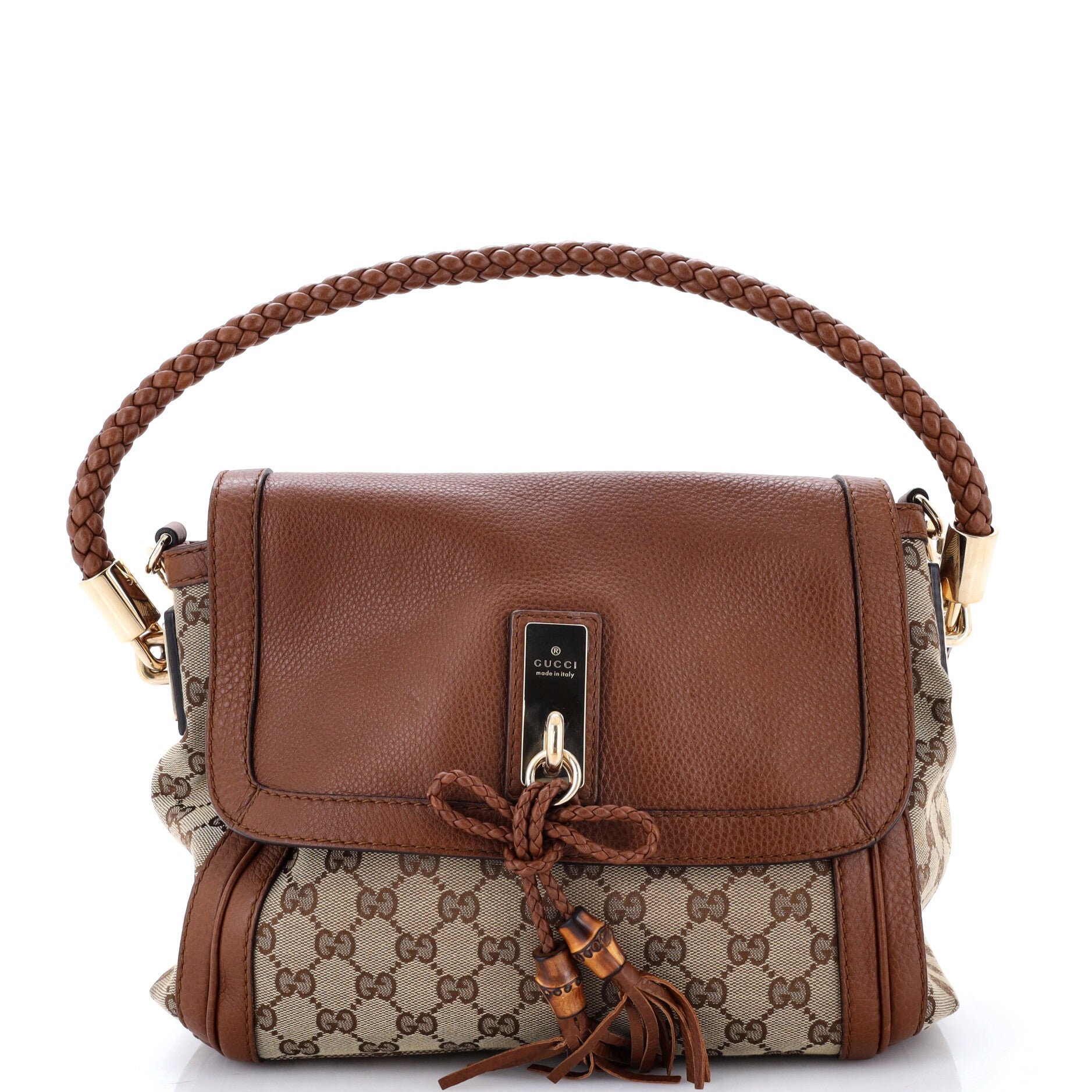 Bella Flap Shoulder Bag GG Canvas with Leather Medium