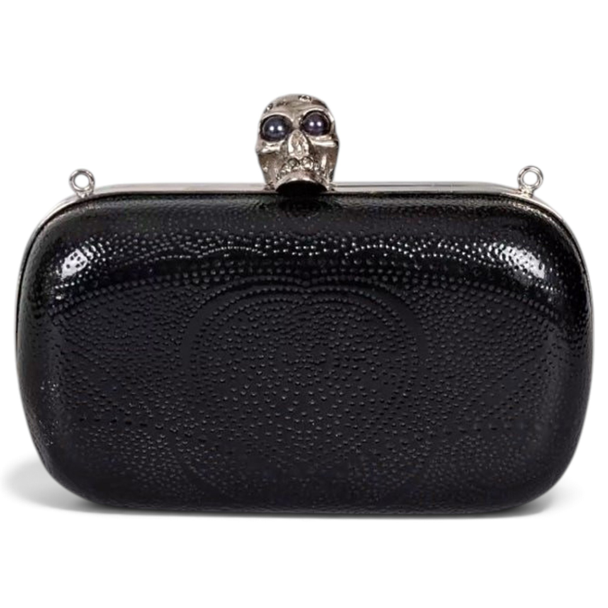 Skull leather clutch bag