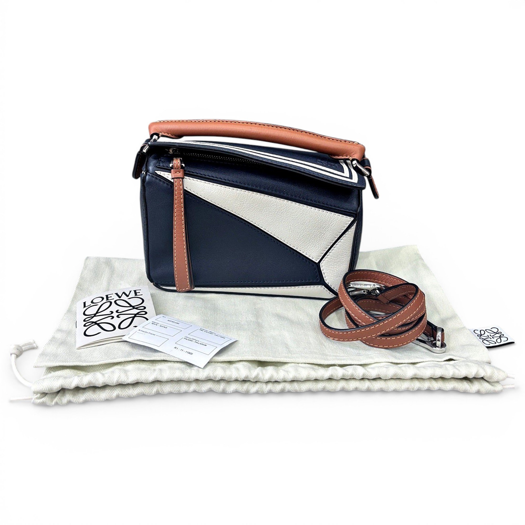 Puzzle leather handbag