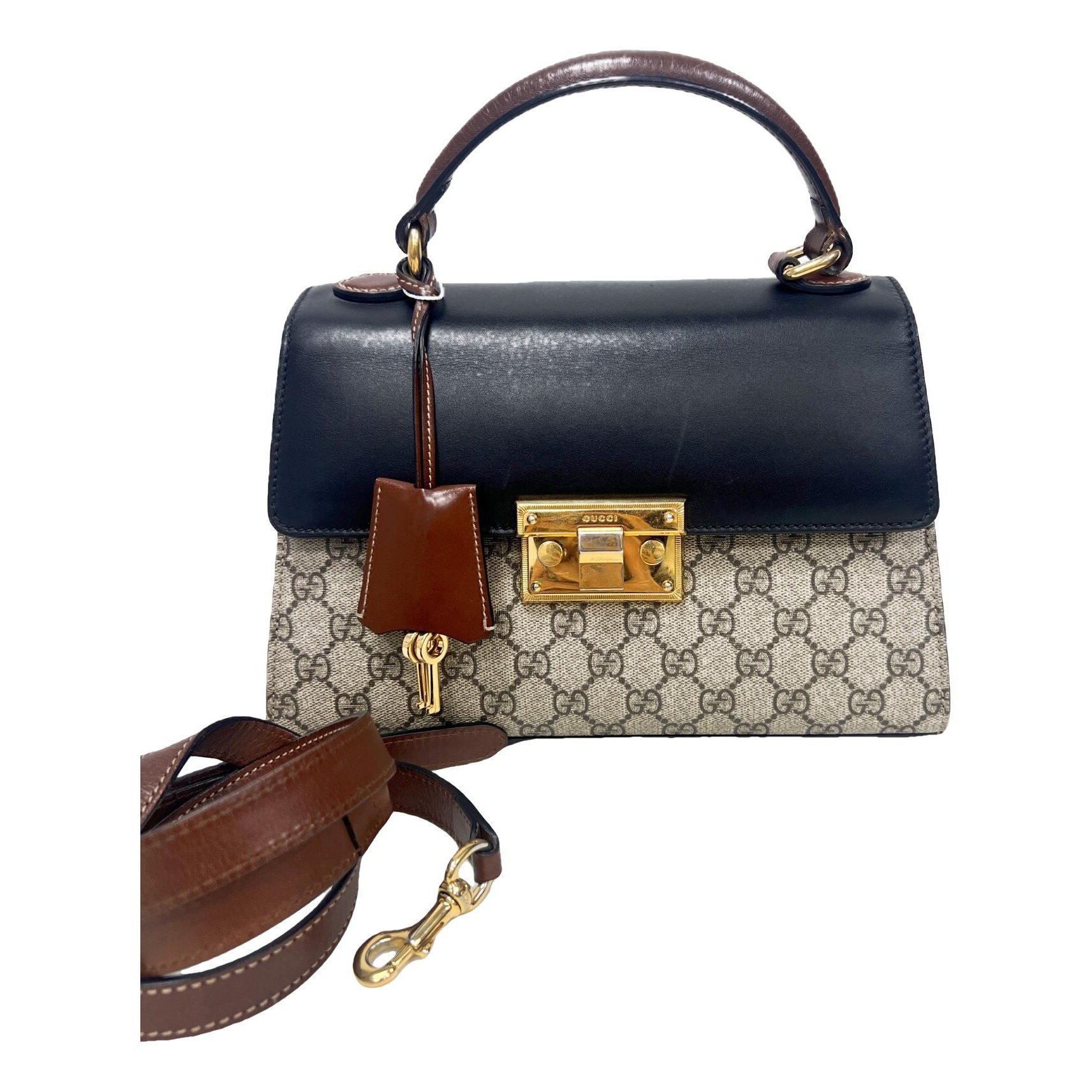 Padlock leather handbag