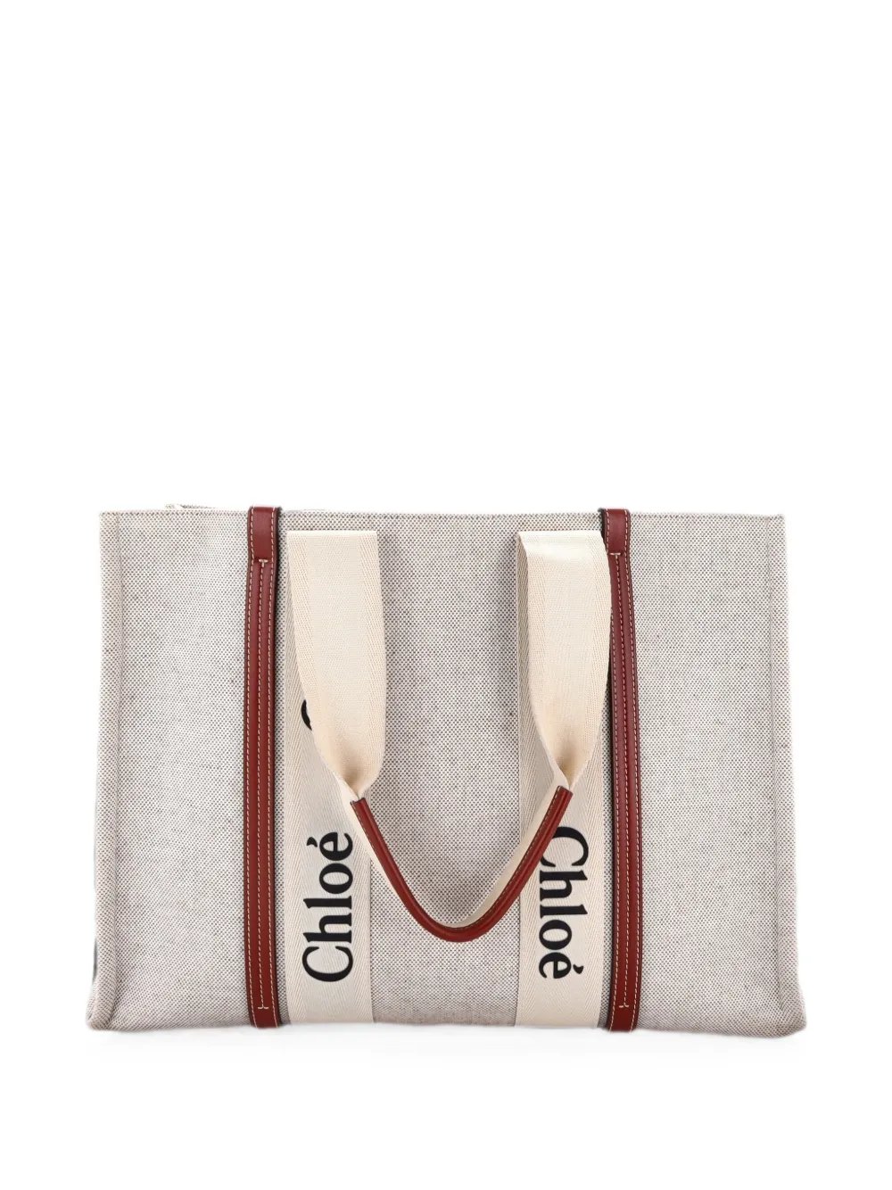 Woody Canvas with Leather Large tote bag