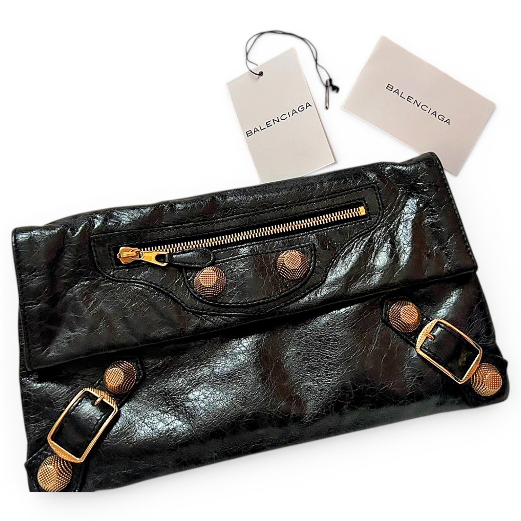 Envelop leather clutch bag
