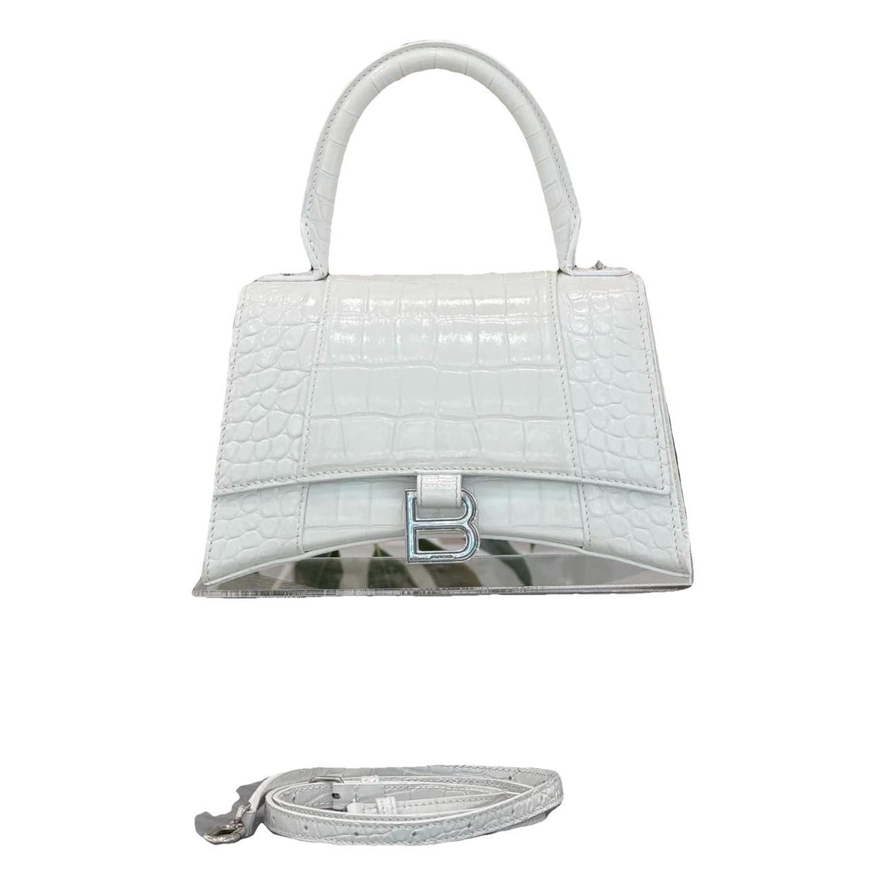 Hourglass leather handbag