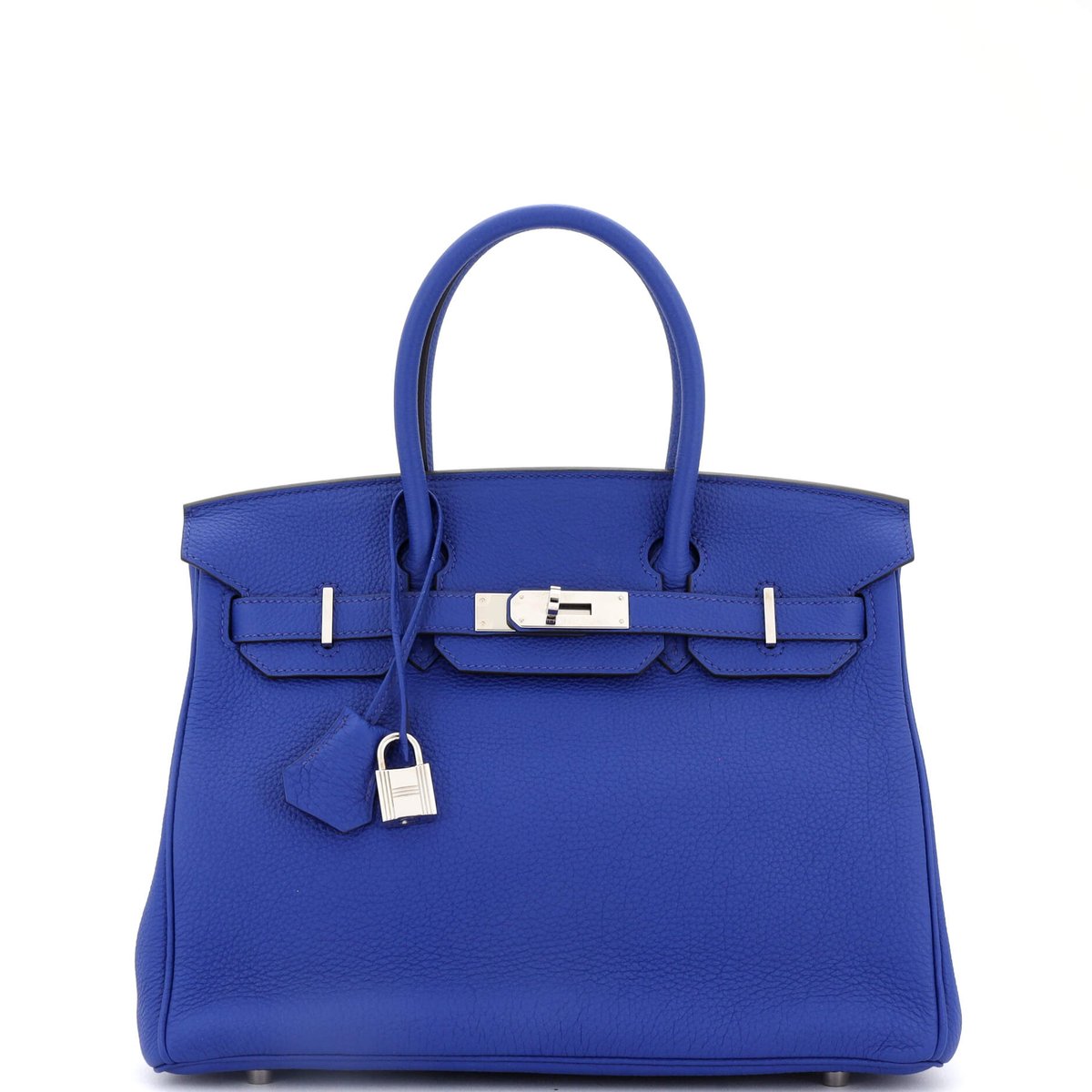 Hermes Birkin Handbag Bleu Electrique Togo with Palladium Hardware 30