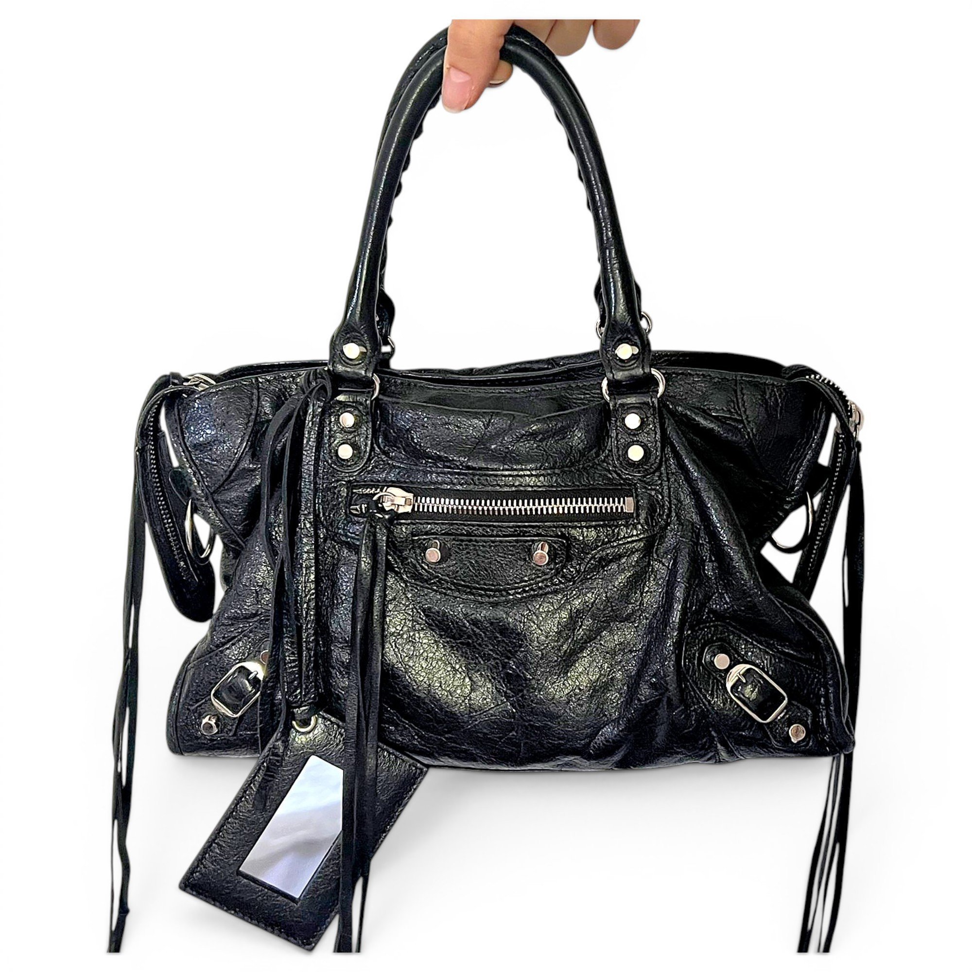 City leather handbag