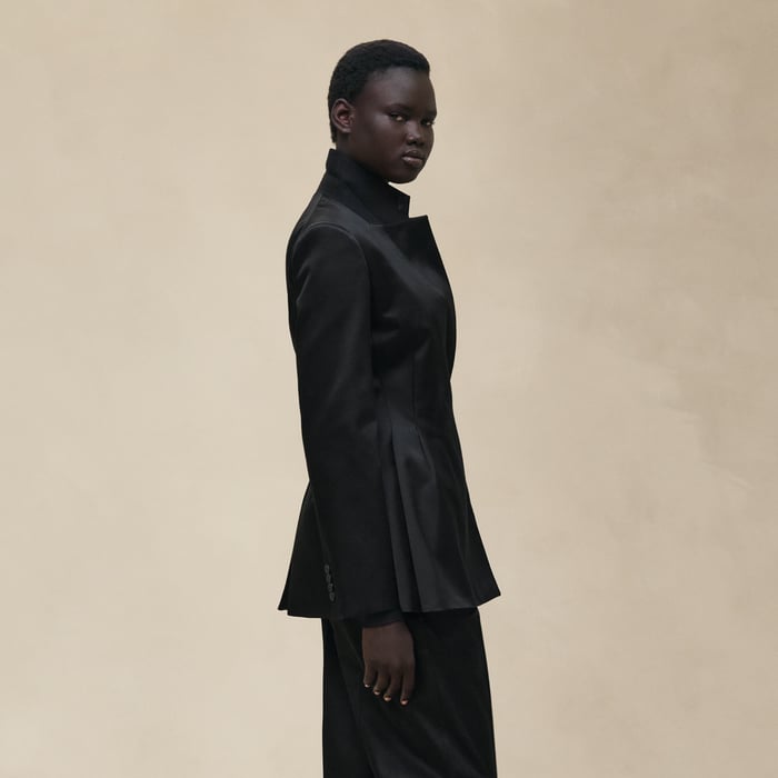 Noir Suit Jacket With Knotted Waist