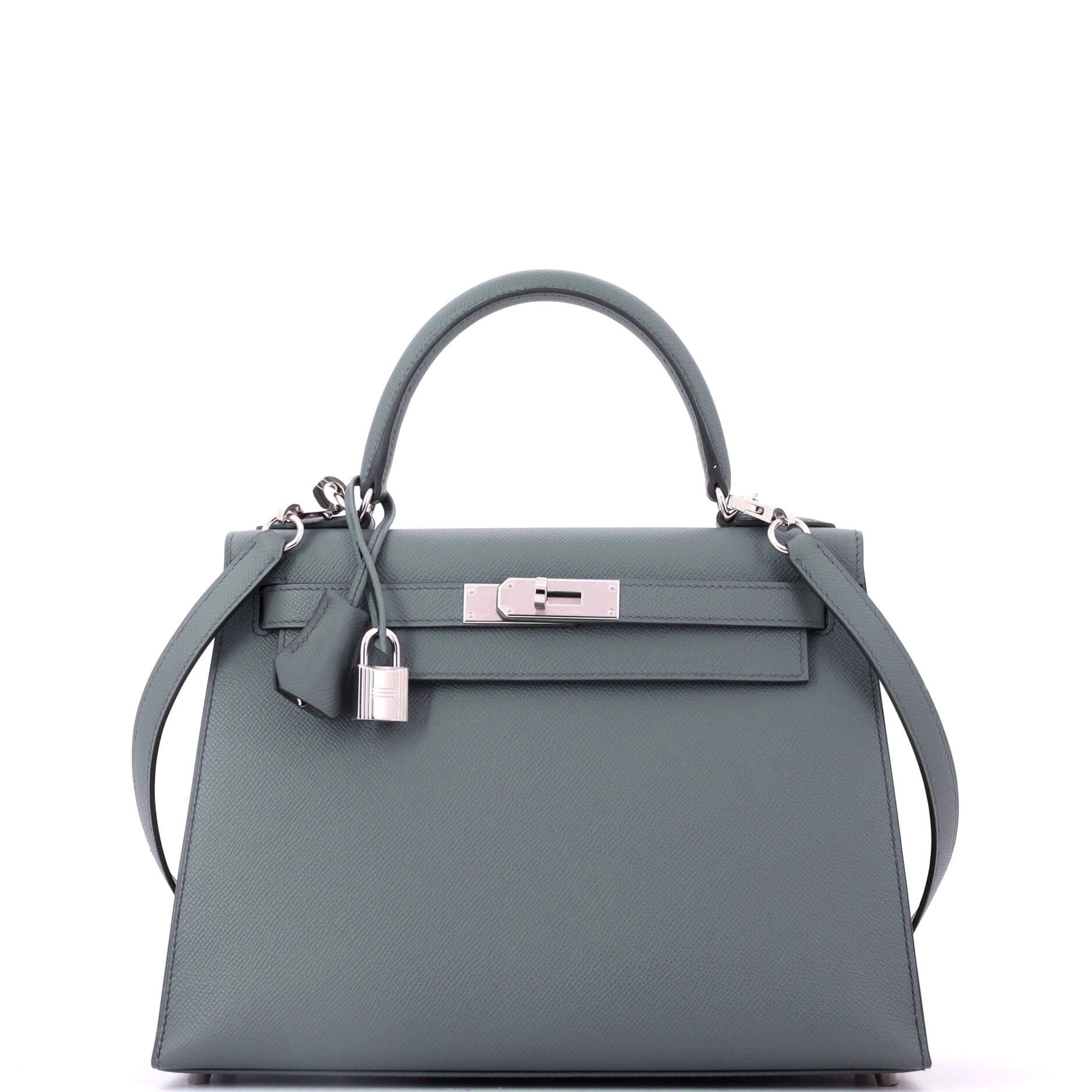 Kelly Handbag Vert Amande Epsom with Palladium Hardware 28