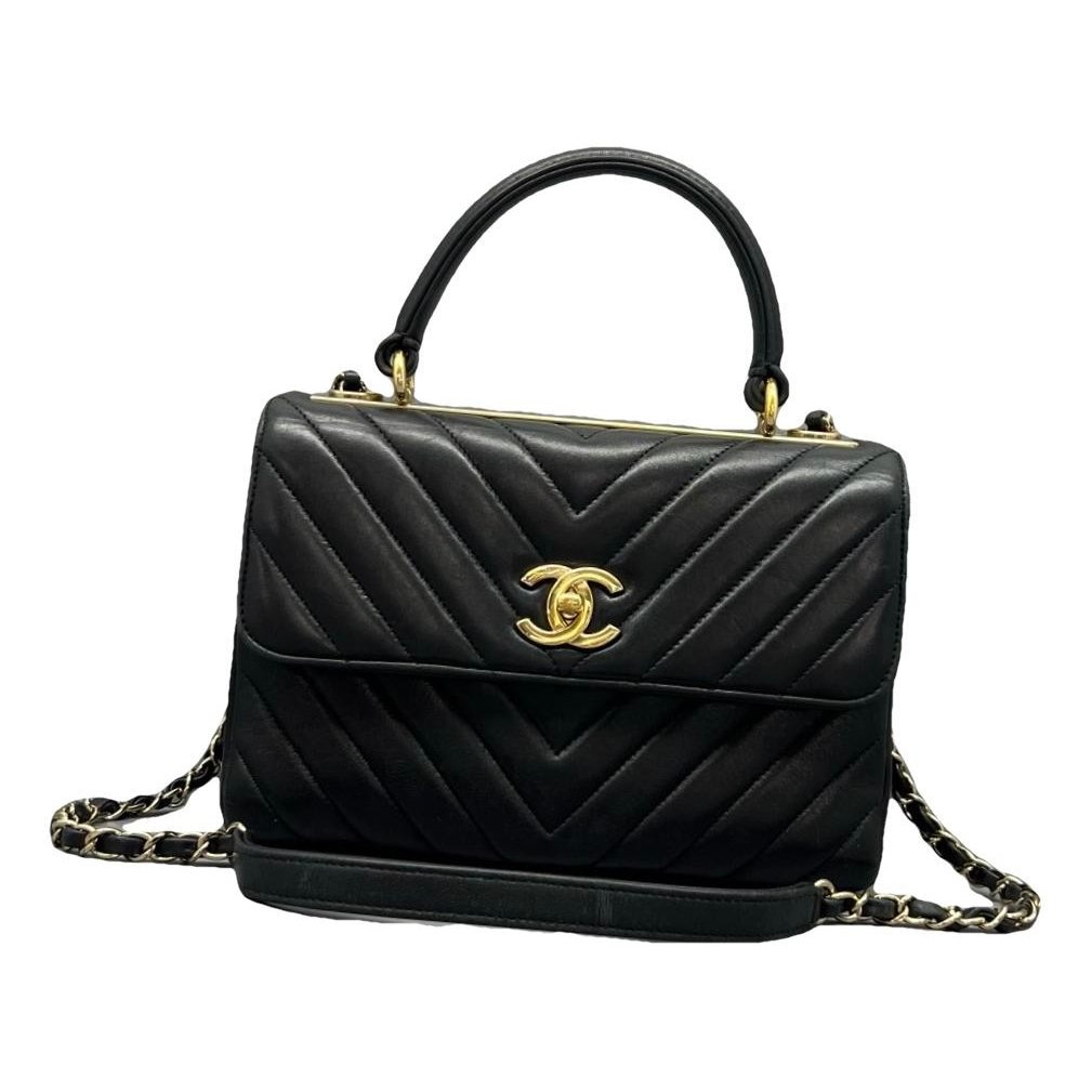 Trendy CC Top Handle leather handbag