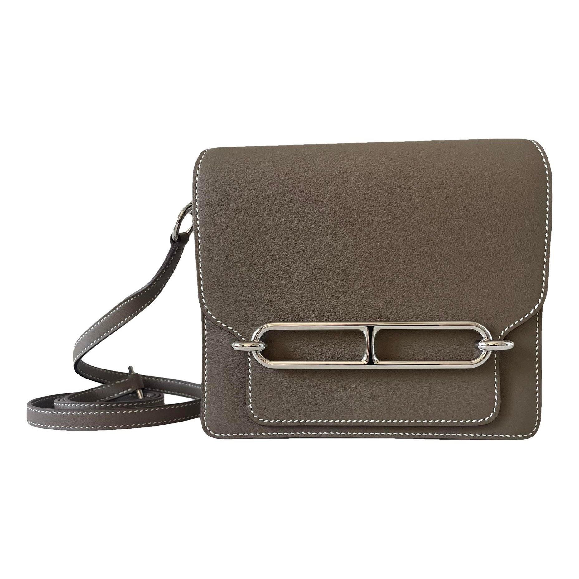 Hermes Roulis Mini Handbag Etoupe Swift Leather