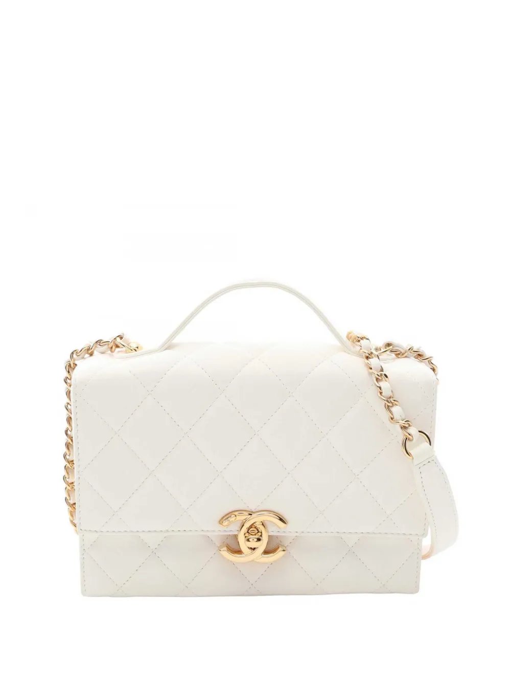 2021-2026 Mini CC Quilted Lambskin Plate Top Handle Flap satchel
