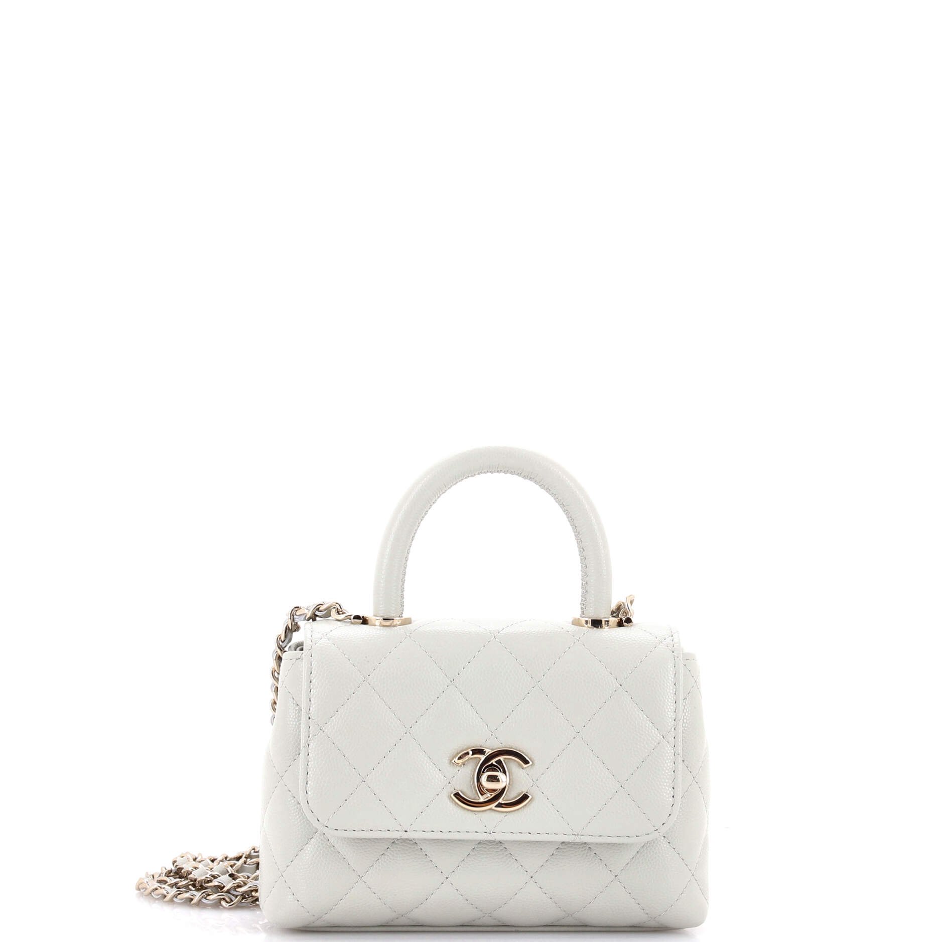 Coco Top Handle Clutch with Chain Quilted Caviar Mini