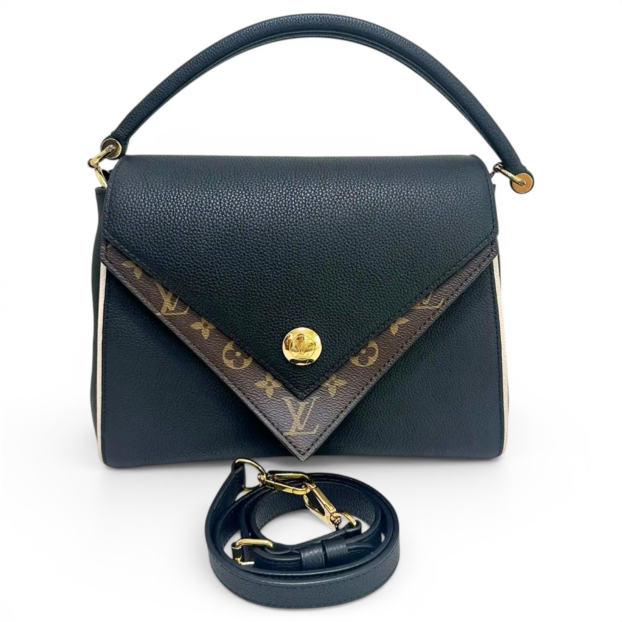 Double V leather crossbody bag