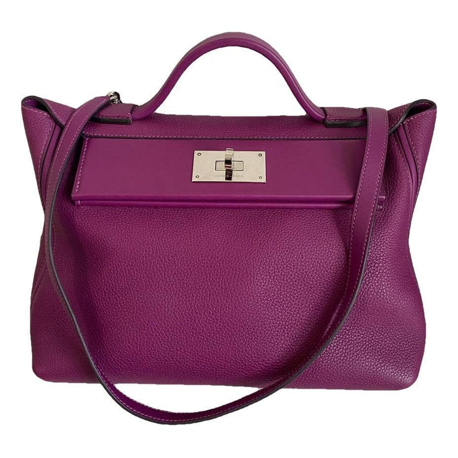 Hermes 24/24 Handbag Anemone Clemence Leather
