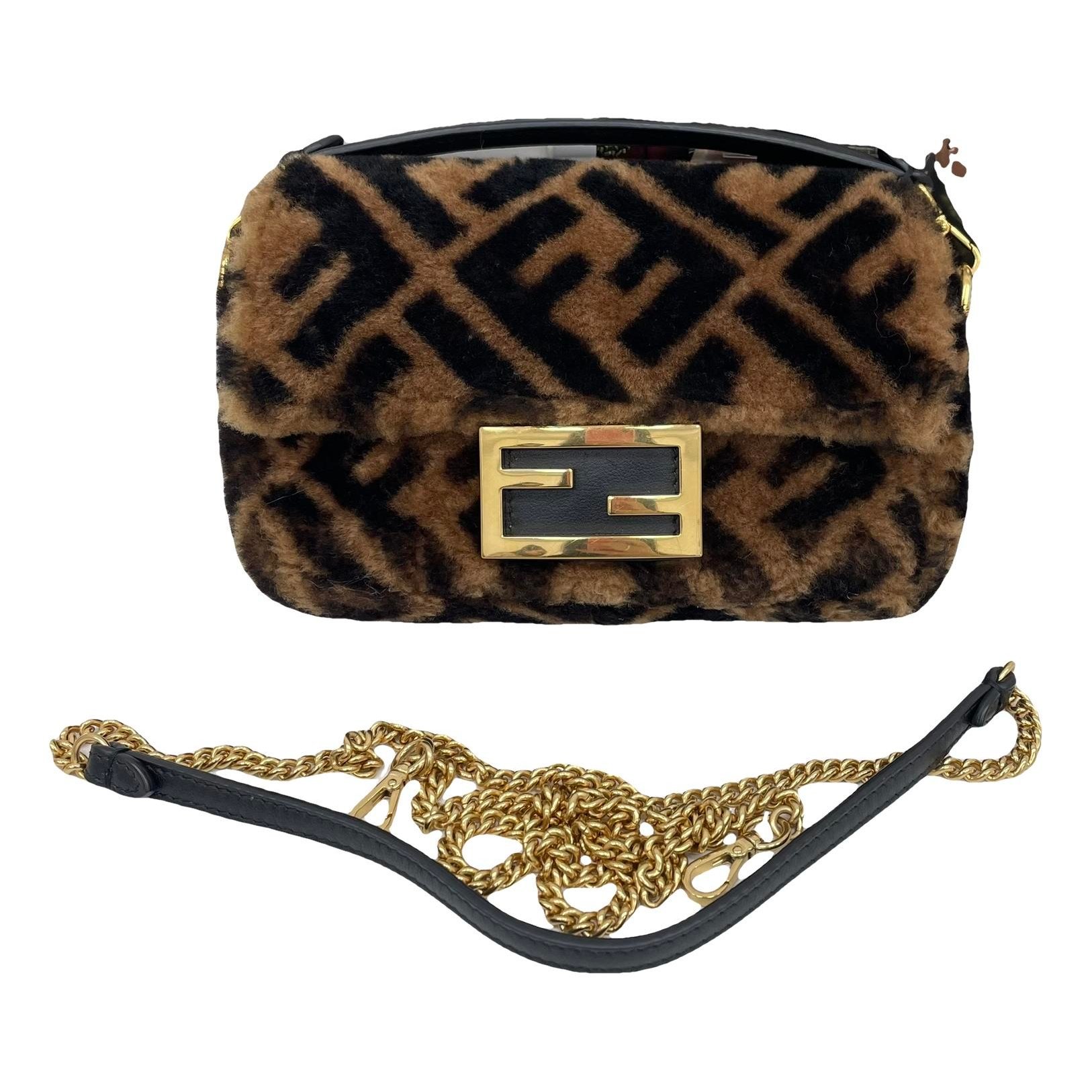Baguette faux fur handbag