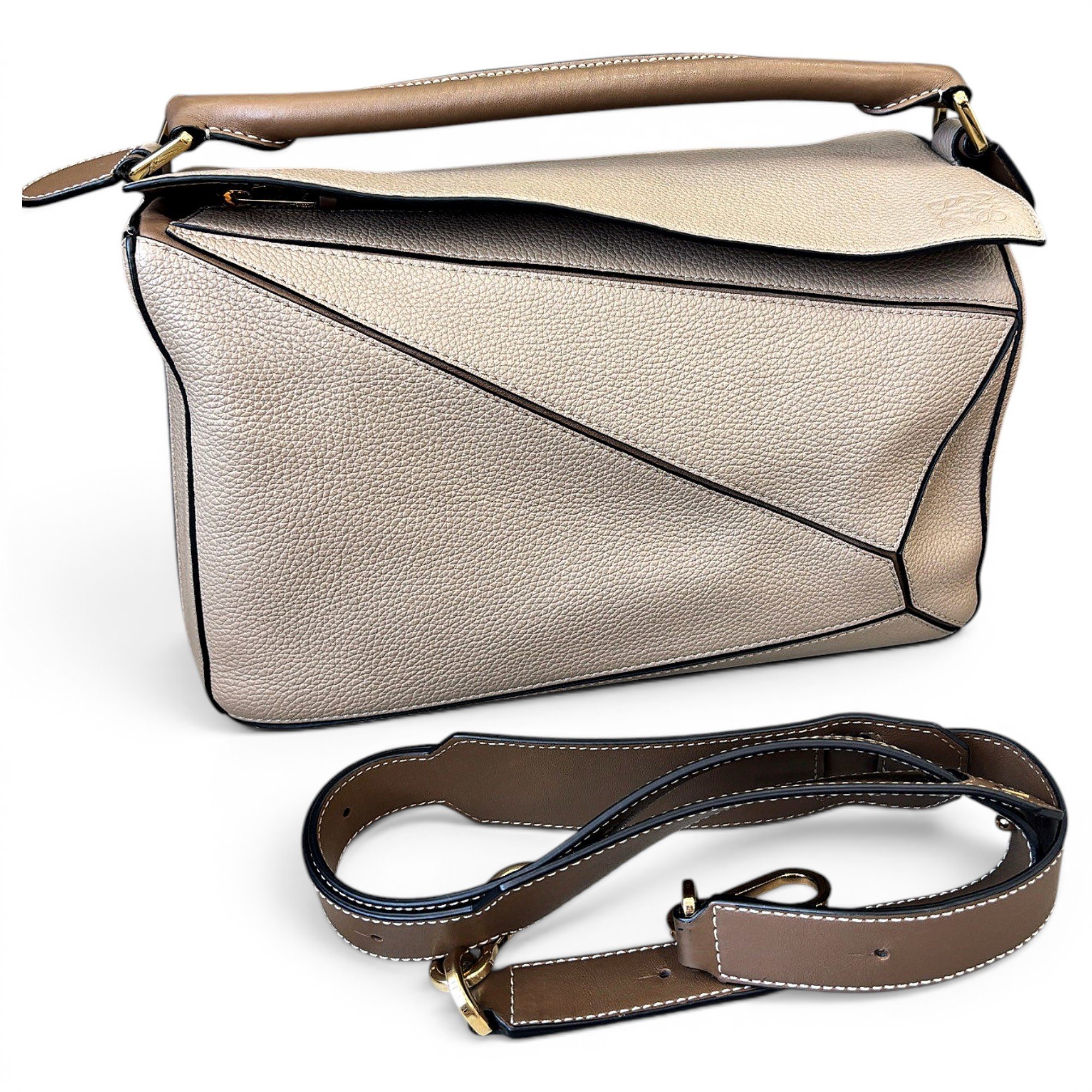 Puzzle leather handbag