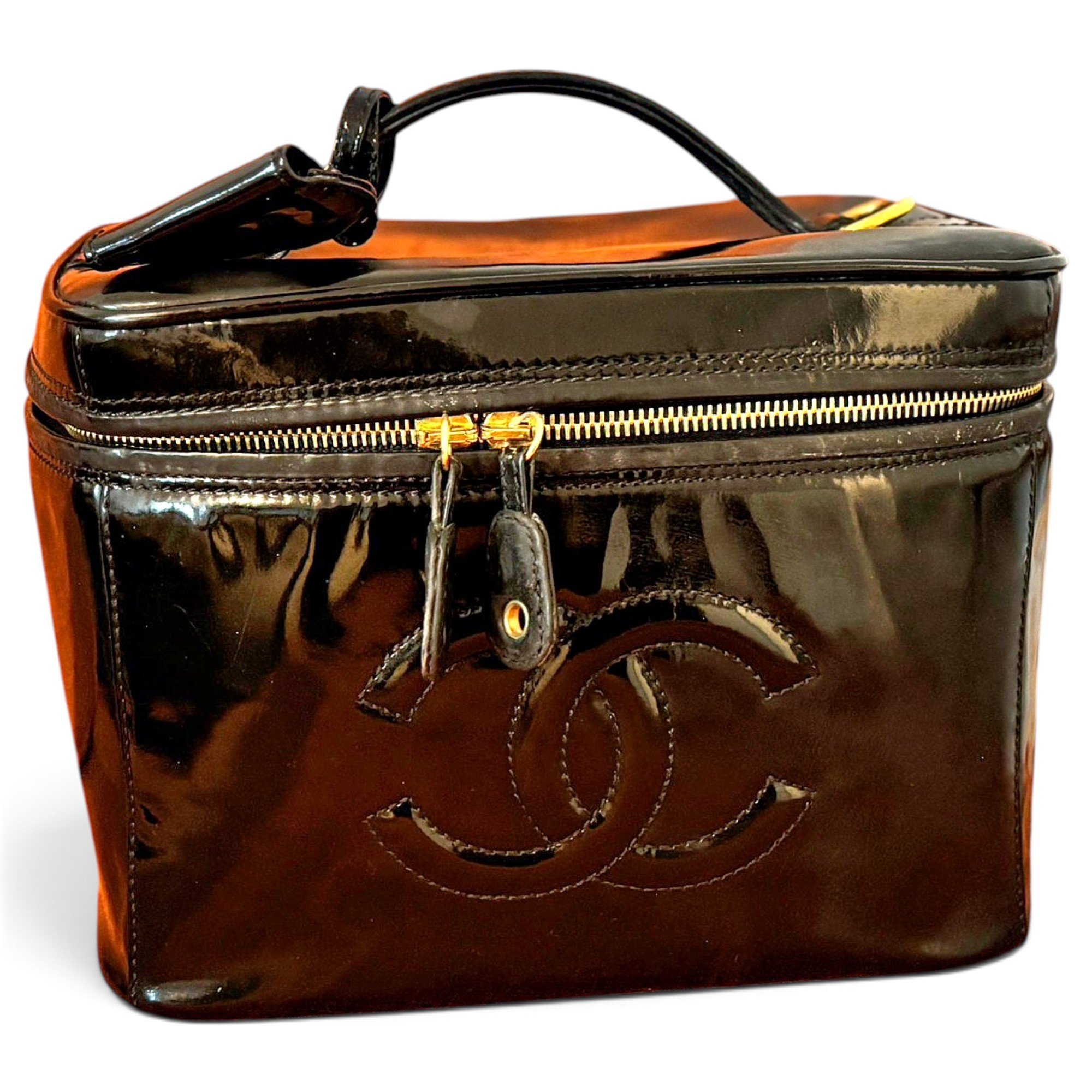 Patent leather vanity case
