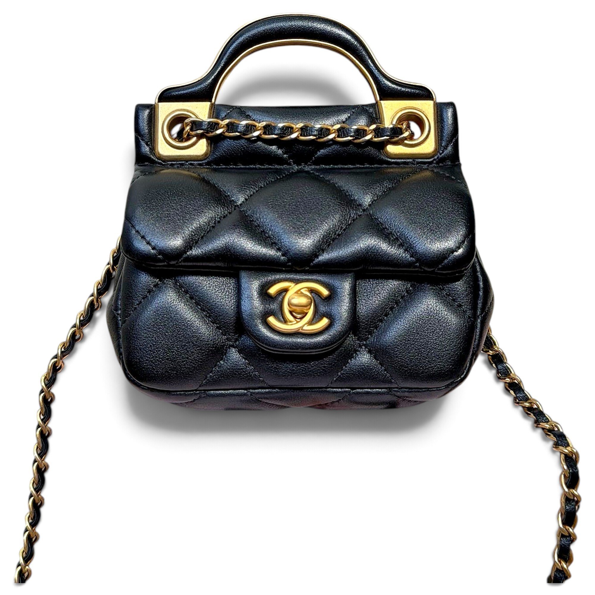 Trendy CC Top Handle leather handbag