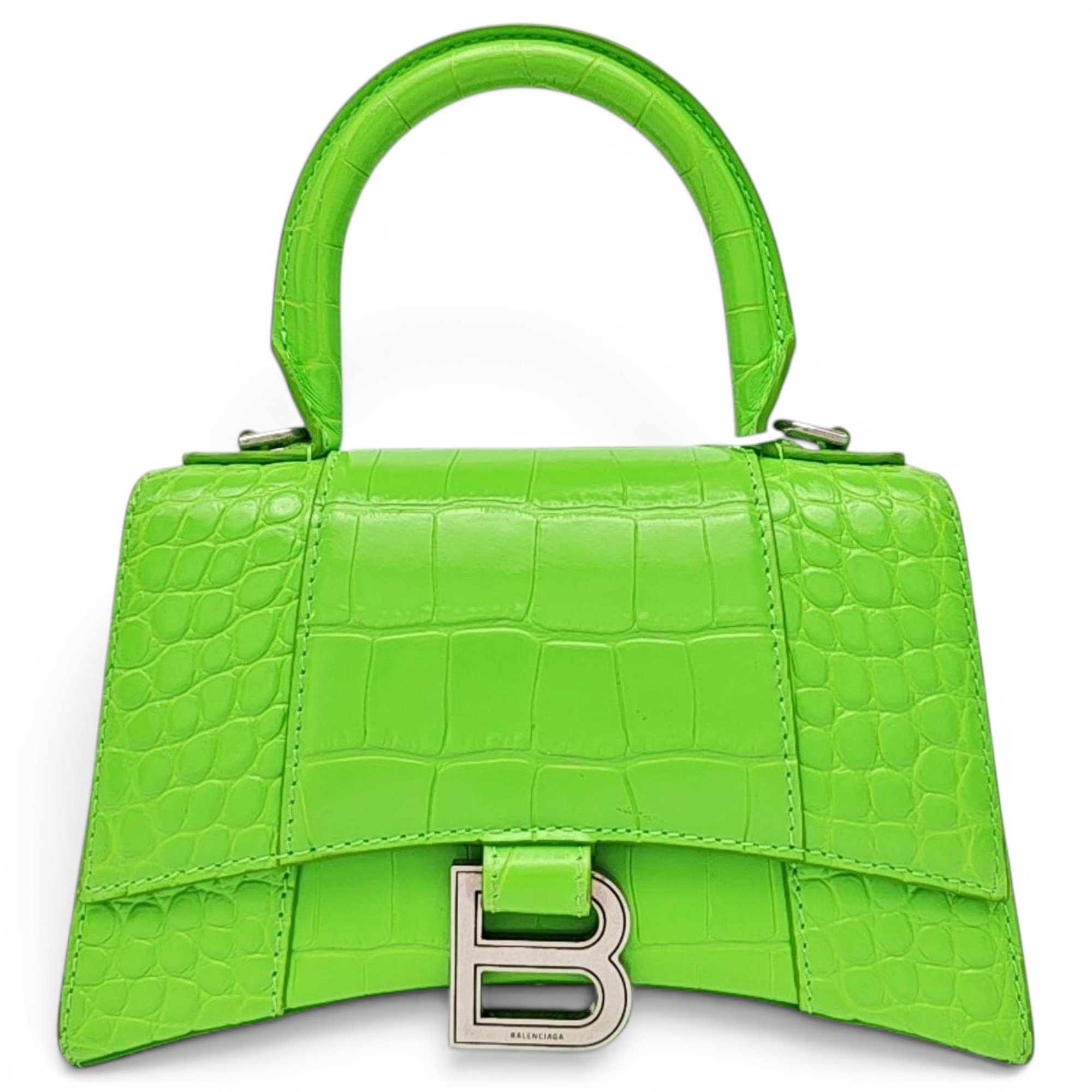 Hourglass leather handbag