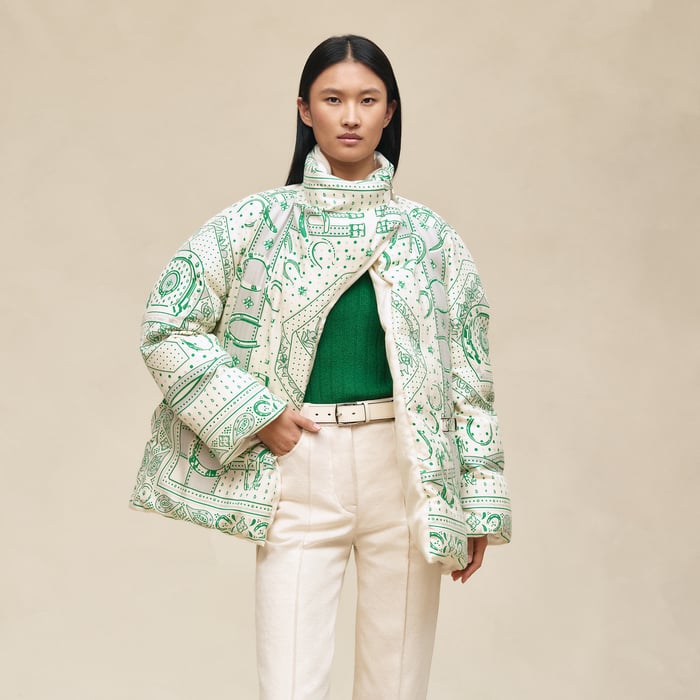 Blanc Nacre "Porte-bonheur Chevron" Coat