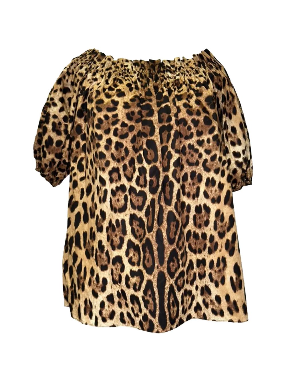 Leopard-print off-shoulder top