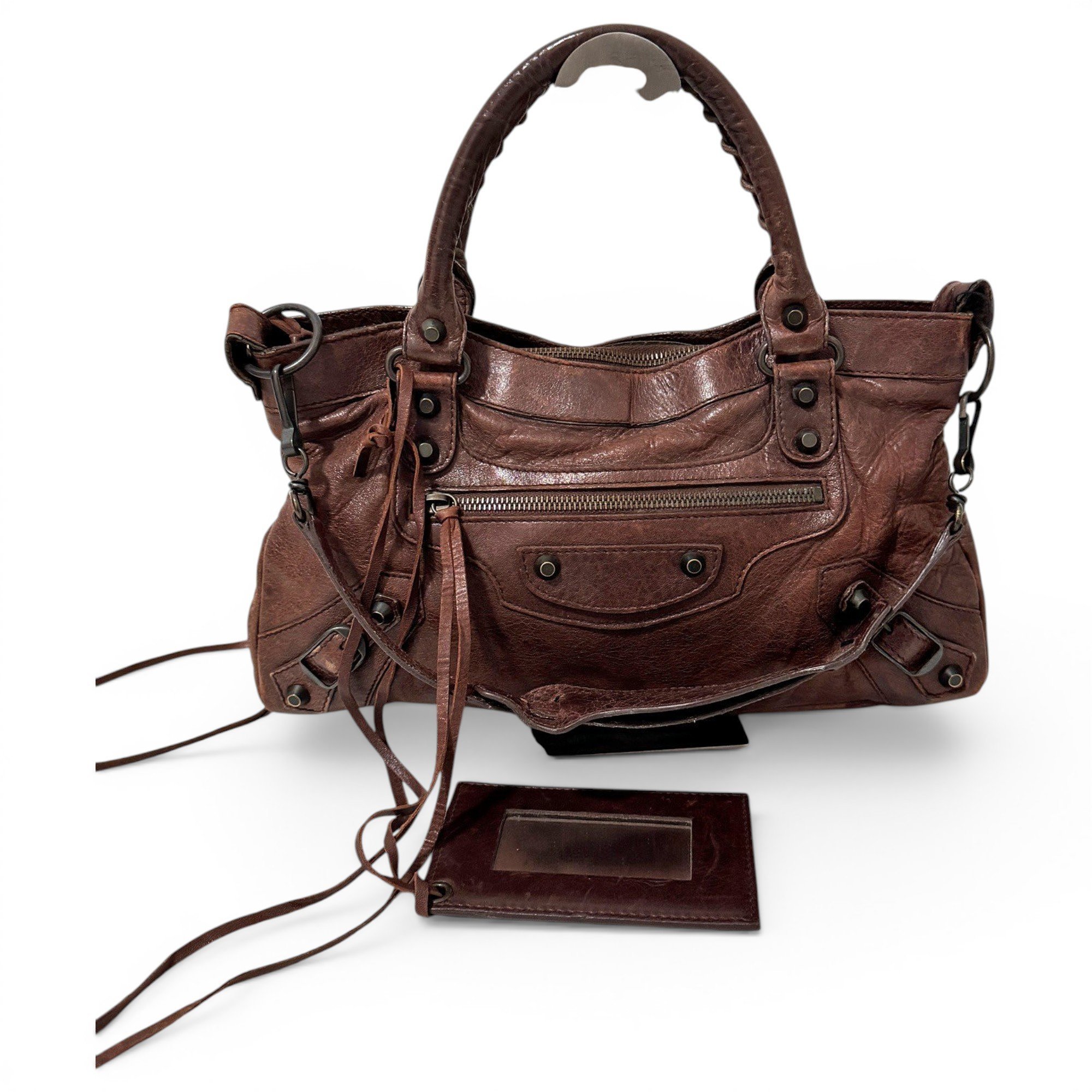 City leather handbag
