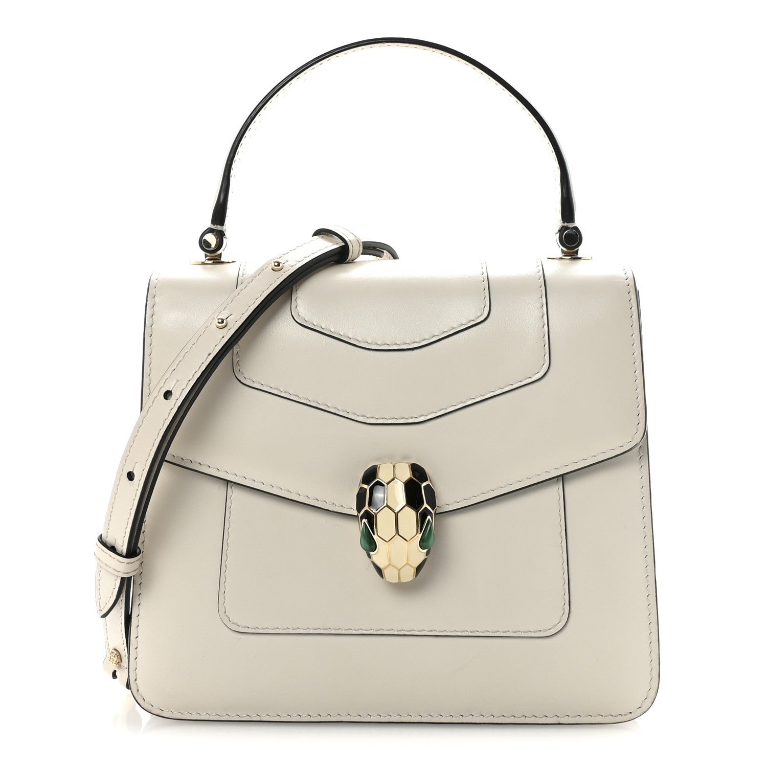 Bulgari Calfskin Serpenti Forever Top Handle White